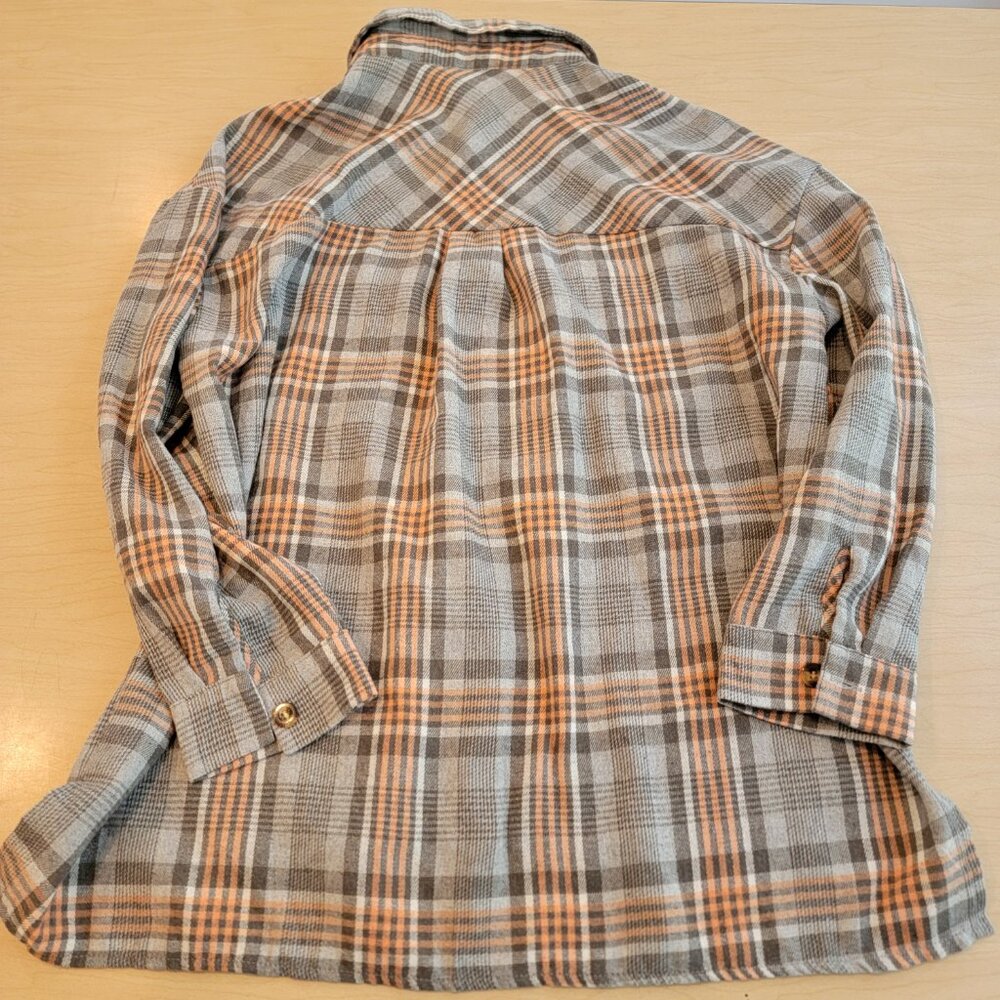 Gray & Orange Women's Flannel Button Up Shirt Small - Picture 3 of 3
